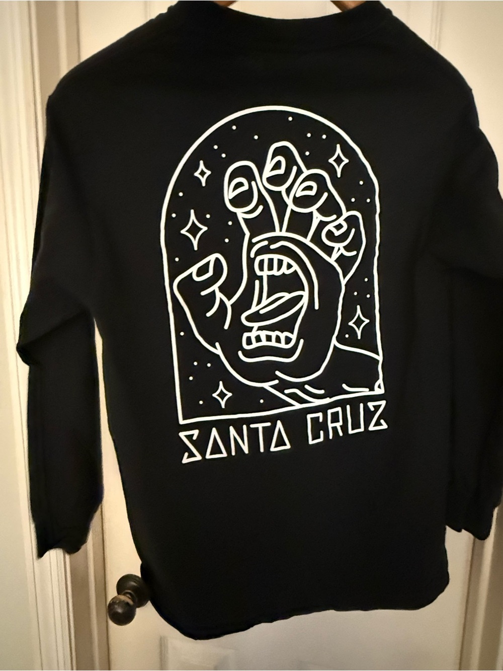 Santa Cruz Skateboards Black Long Sleeve Crew with White Logo Accents